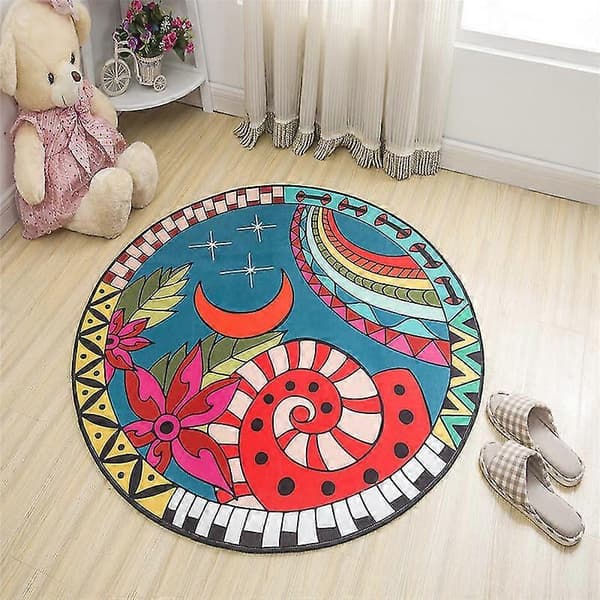 Badrumsmatta halkfri absorberande dusch badrumsmatta matta tecknad rund 60 diameter