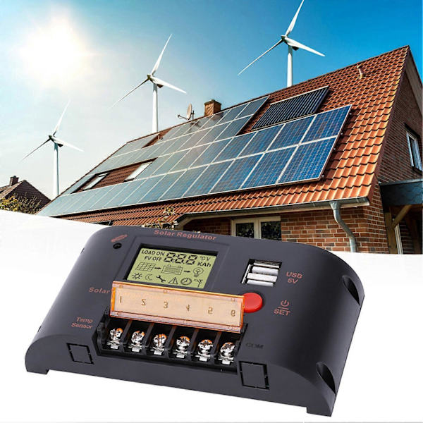 Solpanelregulator Fotovoltaisk Kraftgenereringskontroller 10A för Blybatteri