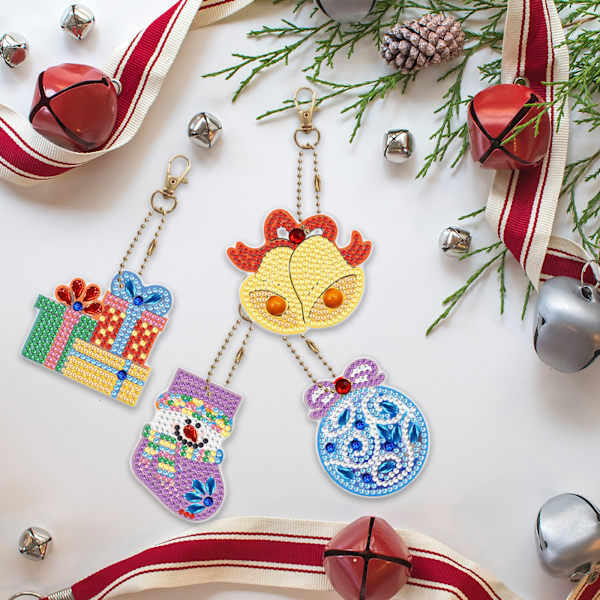 ##/Diamantmålad Nyckelring Jul Kristalldiamant##/