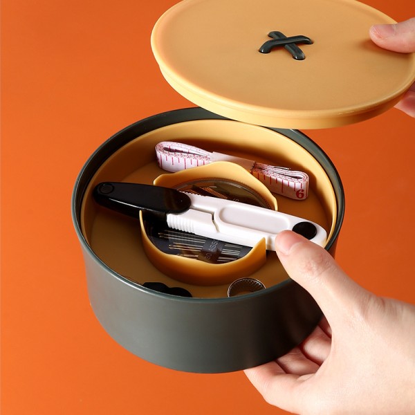 Complete Sewing Box - Round Sewing Box 13 x 13 x 6.5 cm - Sewing