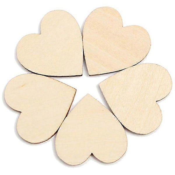 50 stk. Hjerteformede trefigurer til oppheng, DIY, enkel dekorasjon 2cm or 0.79 Inch