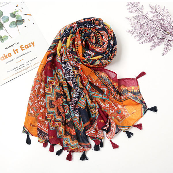 Geometrisk scarf med diamantmönster 180-85cm