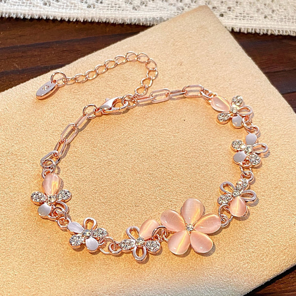 ##/Rosa blomsterarmband för kvinnor##/