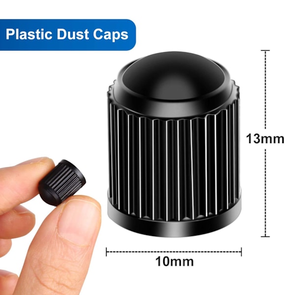 50 st däckventilkåpor (svarta), plast däckventil dammskydd, med