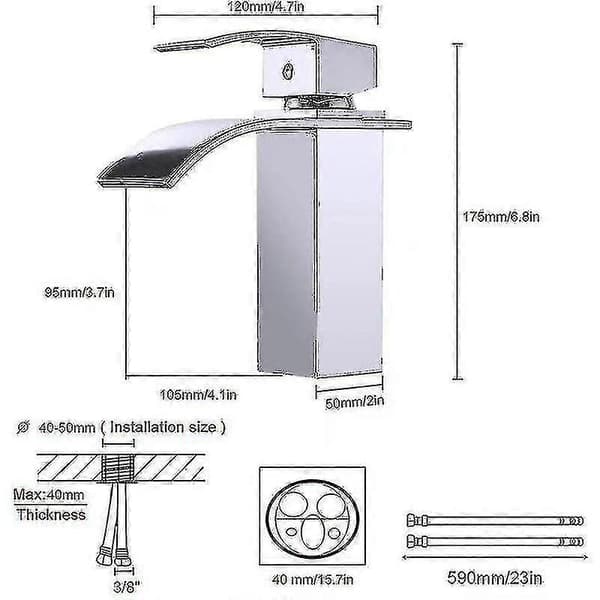 Baderomsarmatur, Moderne Design Av Cascade Faucet Lavabo, Slitesterk Kobberventilhusdesign, Krom Pl