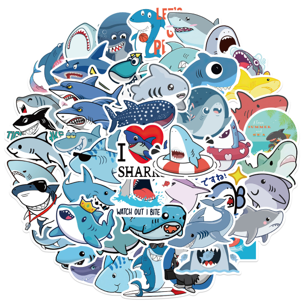 #50 Cartoon Cute Shark Stickers#