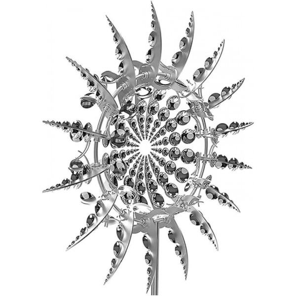 Vindspel Metall Väderkvarn 3D Metall Solcellsdriven Vindsnurra
