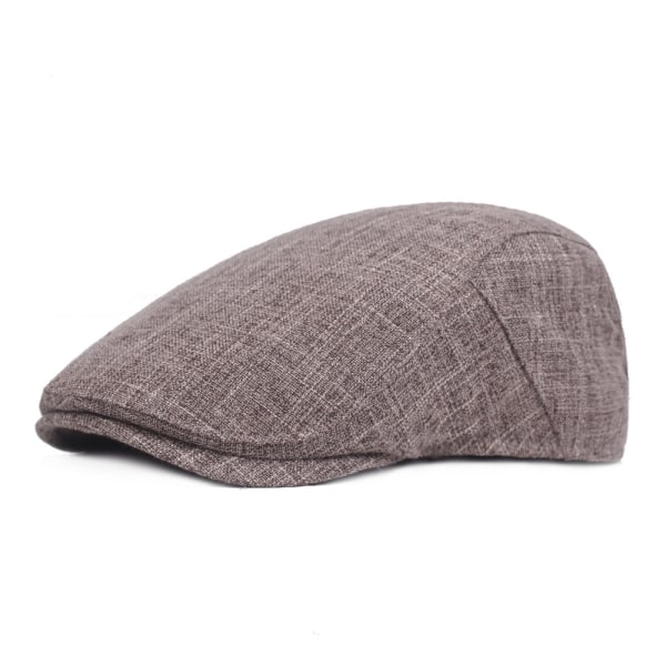 Mænds ren linned flad hat retro andeknappen cap litterær ung m