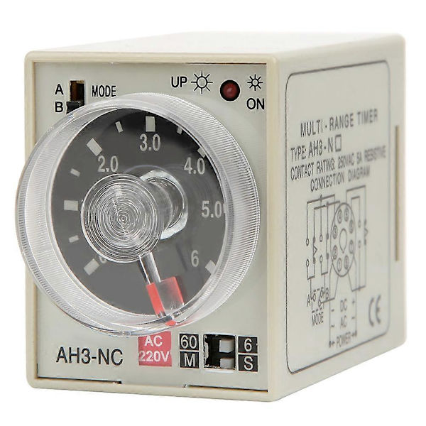 Forsinkelsestidsrelé Mini Multi Tidsperiode Justerbar a B Modus AH3 NC AC220V 50/60Hz