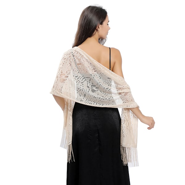 ##/Siden sjal halsduk kvällsklänning chiffong halsdukar poncho damer elegant fransar##/