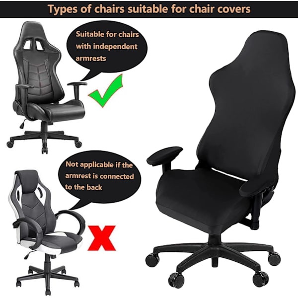 Set med 4 gamingstolöverdrag med armstöd/ryggstöd för offi