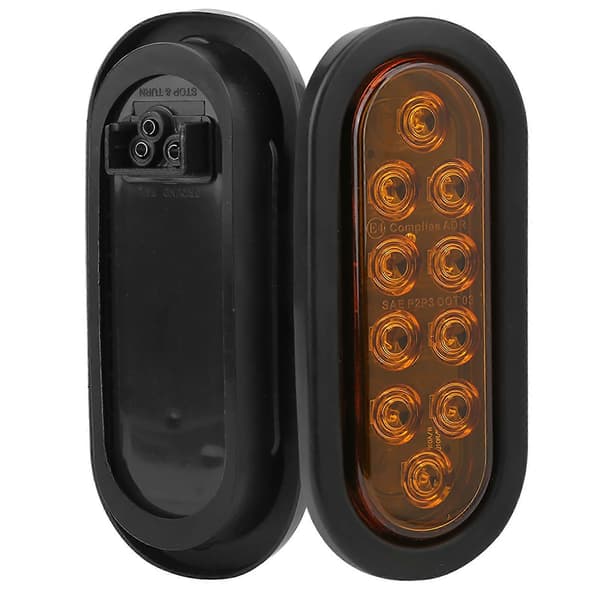 2 stk 10LED Sidemarkeringslys 6in Oval IP67 Vanntett Baklykt Overflatemontert for Lastebil Tilhenger Amber