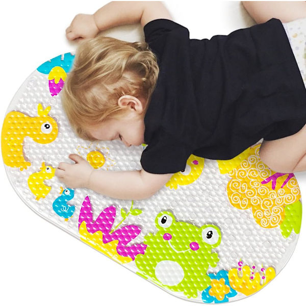En-delt farverig andebademåtte, 69×38cm babybademåtte, sød ap