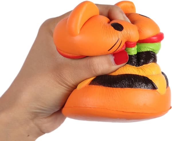 3-pak Hamburger Katt Myke Lekefigurer 3D Squishy Lekefigurer Stressavlastning Klem