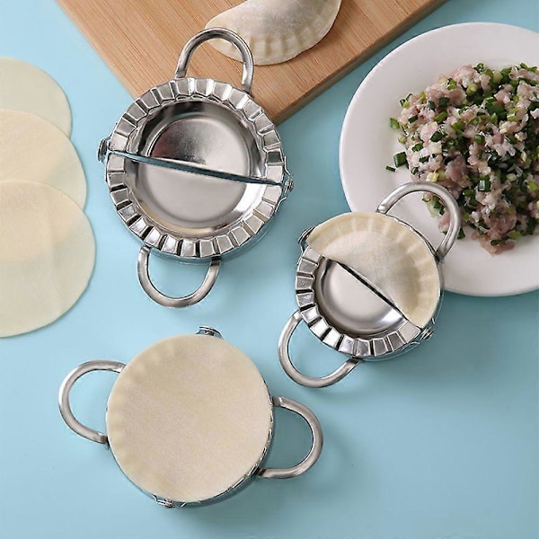 3-i-1 Dumpling Maker Rustfritt Stål Empanada Press Mini Pai Form Multi-Funksjonell Tortilla Klemme for Kjøkken L