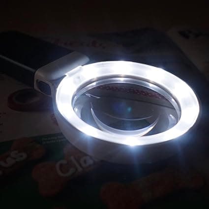 LED-belyst bordlampe med foldbar forstørrelsesglas - 3X stor bærbar lampe