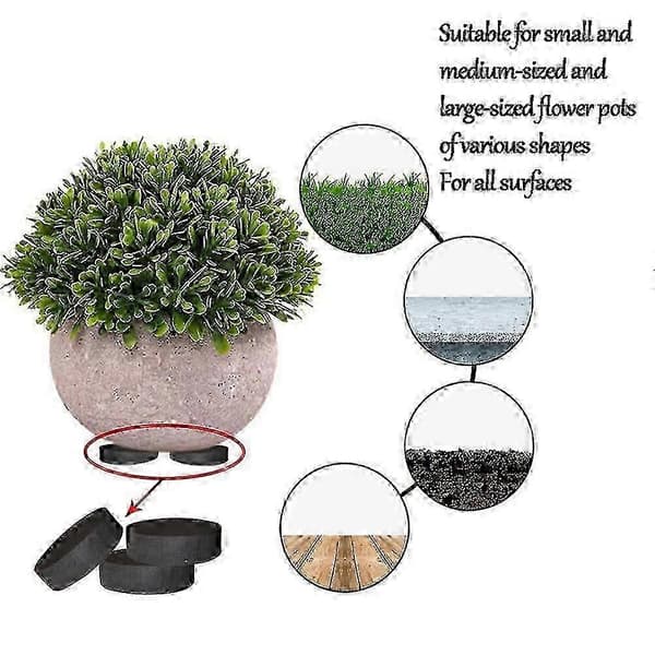 Usynlige Blomsterpottefødder (pakke med 24) - Sorte Gummifødder til Plantehævning - Selvklæbende Pude til Medium og Store Potter - Udendørs og Indendørs Planter