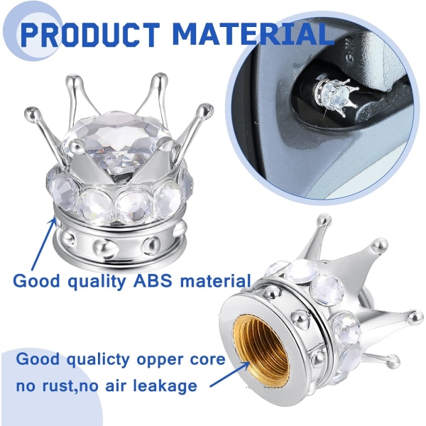 4 Kroner Ventilhetter (Hvit) Universal Bling Ventilhette Krystall