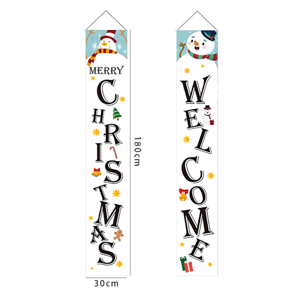 ##/Udendørs Juledekoration Banner - Hvid Snemand, Jule Si##/