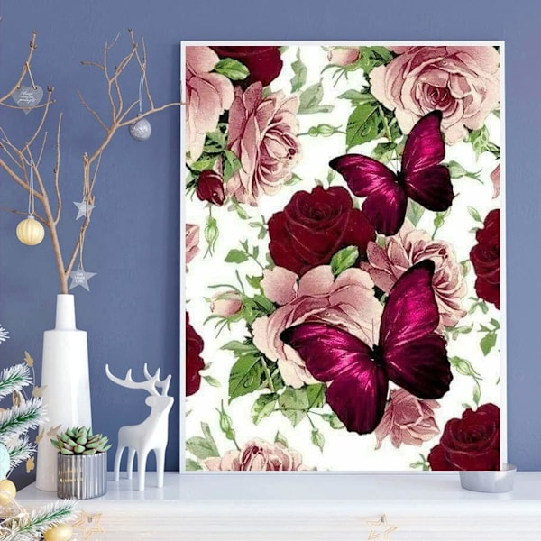 ##/30*40cm, 5D timanttimaalaussetti, punainen perhonen##/