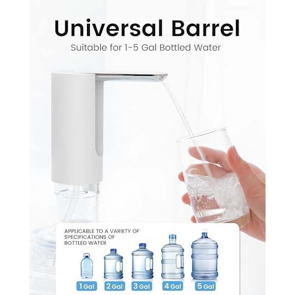 Vattendispenser 5 Gallon Vattenflaska Pump USB-laddning Automatisk Dricksvattenpump