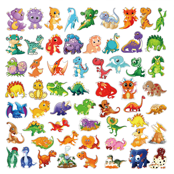 Søde Dinosaur Doodle Stickers (60 Pack) - Håndværksartikler til børn