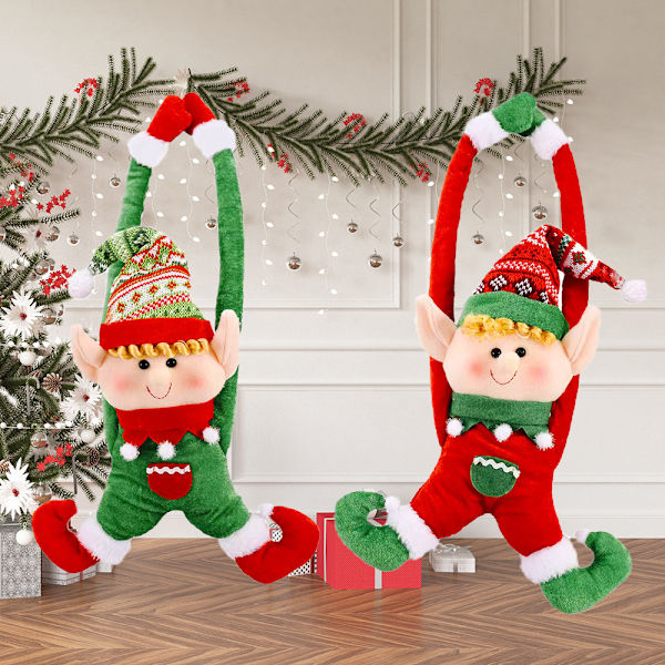 2 stycken julgardinomtag - Tecknad tomte med ben, Dol