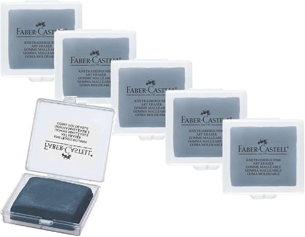 Set med 6 konstnärsmodelleringssuddgummin, Art Eraser Faber Castell, Grå