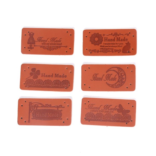 60PCS 2x4cm PU Leather Label Handmade Clothing Embossed Label wit