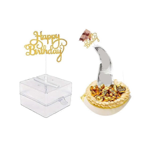 Kake Pengeboks Sett, Penge-trekkende Kakeform, Kake ATM Pengeboks med Gull Glitter Gratulerer med Dagen