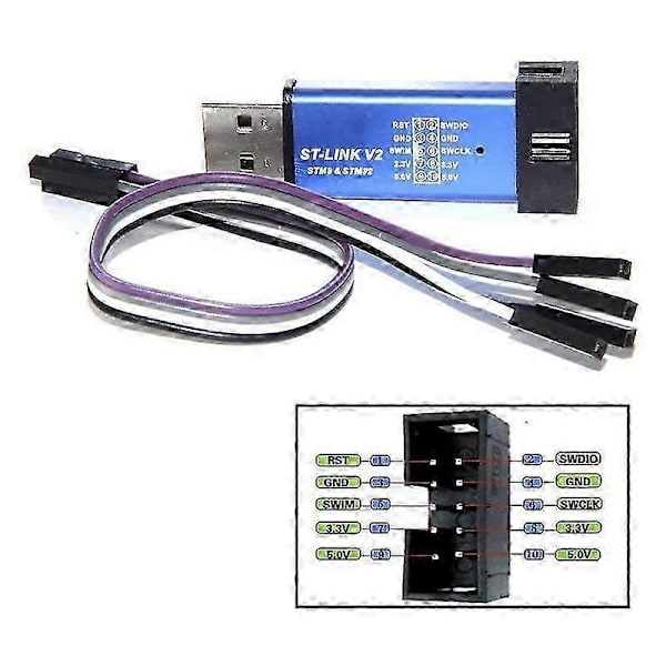 ST Link V2 Mini STM8 STM32 Simulator Download Programmering med Cover DuPont Kabel (Tilfældig)