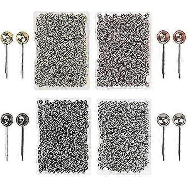 1000 kpl karttaneuloja, pyöreäpäisiä, metallipäisiä, nastoja korkkitaululle, kankaan merkitsemiseen, 1/8\" pyöreä metallipää
