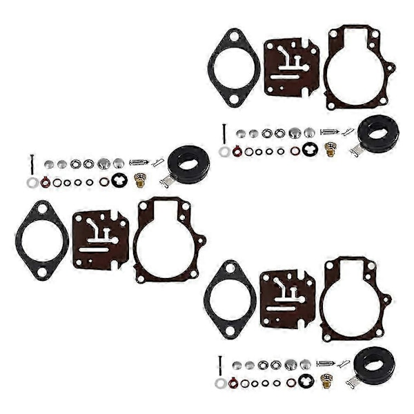3 x Forgasser Carb Reparasjonssett og Flottør Passer Johnson Evinrude 396701 65 70 75