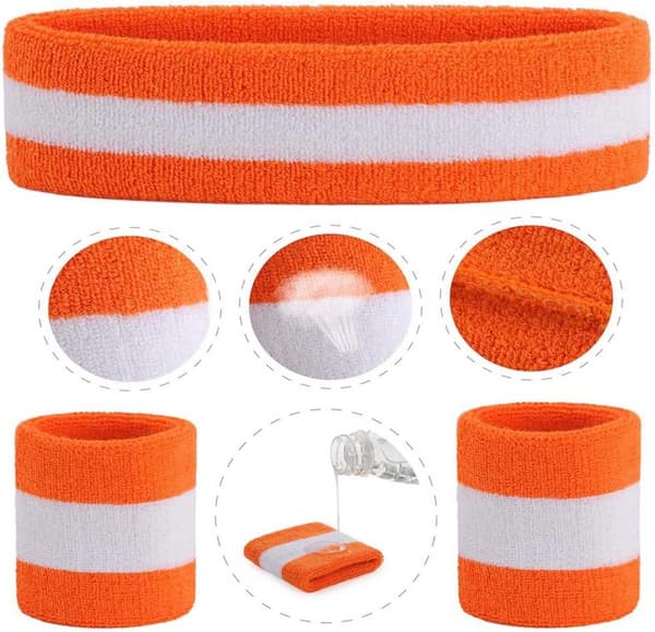 Huvudbandsset (3 stycken) Sport Svettbands Stripade Armbands