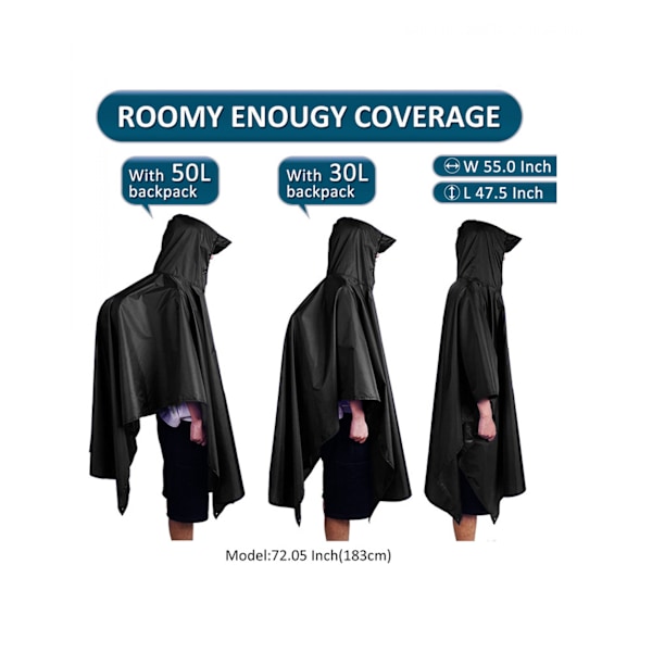 ##/Regnskydd för utomhusvandring, tre-i-ett poncho##/