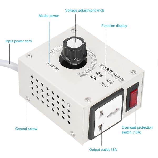4000W SCR Spenningsregulator Dimmer Høy Effekt Elektronisk Tyristor Kontroller AC110/220V EU Plugg