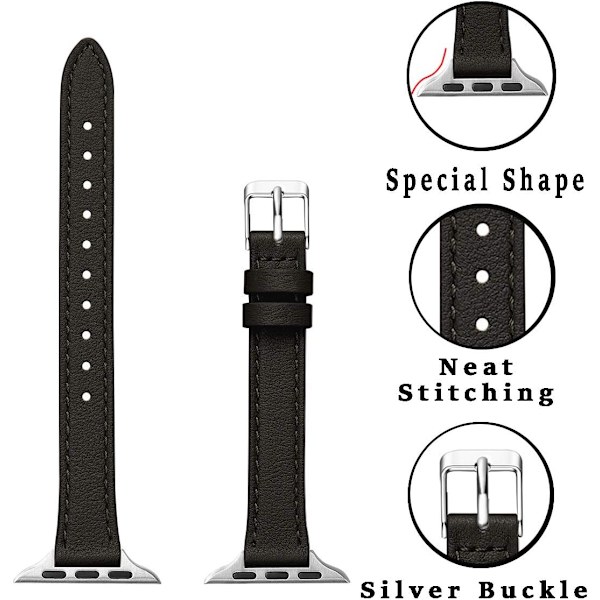 Sort - Kompatibel med Apple Band 41mm 40mm 38mm, Tynd til Kvinder