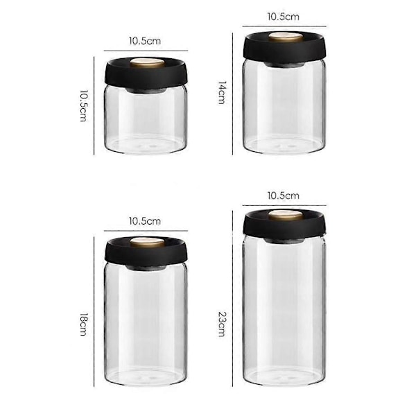 Vakuumforseglet krukke for kaffebønner, lufttett matoppbevaringsbeholder, klare glasskrukker for hjemmet, fuktsikker luftuttrekksbeholder 900ML