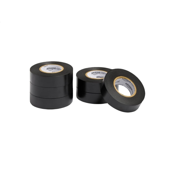 6 stycken, eltejp, svart filmtjocklek 0,18 mm bredd 19 m