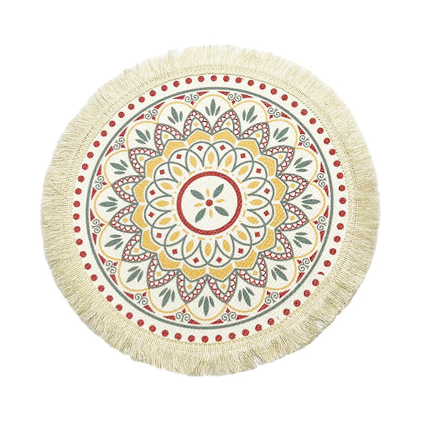 Koppmatta Vackert Fint Hantverk Halkfri Bohemisk Stil Nordisk Värmeisolering Polyester Bomull Matbord Matta Underlägg Hushållstillbehör 16 cm G