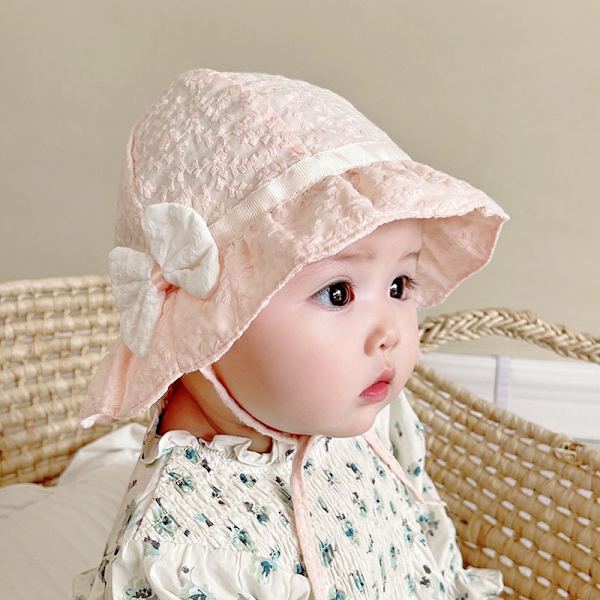 Spetsbåge Sommar Babyhatt (Rosa) Flicka Bomulls Solhatt Nyfödd Baby