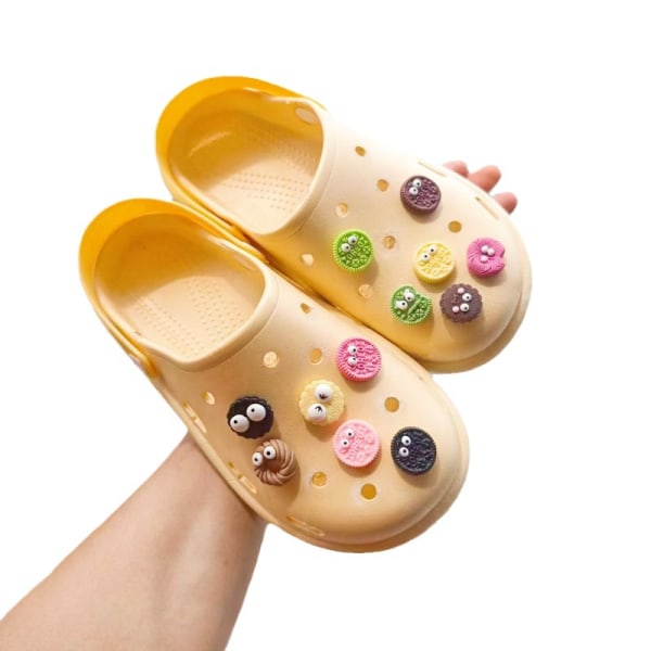 12 stykker 3D Clog Sandals Ornamenter (Cartoon Cookies), Shoe Charms,