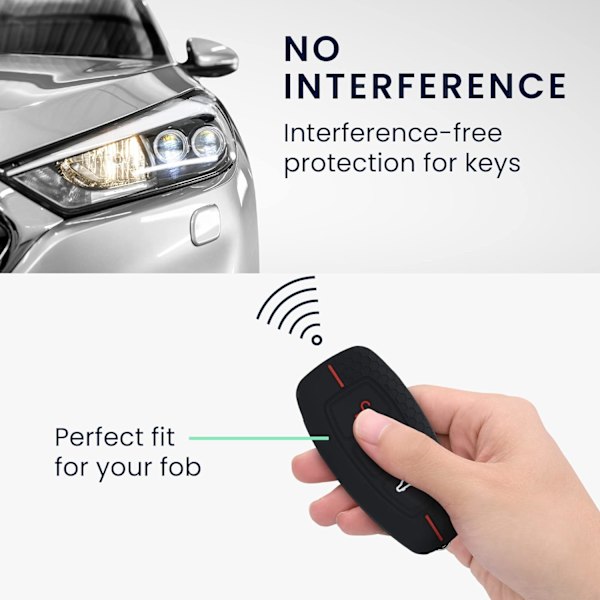 Sort-Rød Bilnøgleetui Kompatibel med Ford Keyless Go 3-Knapper S
