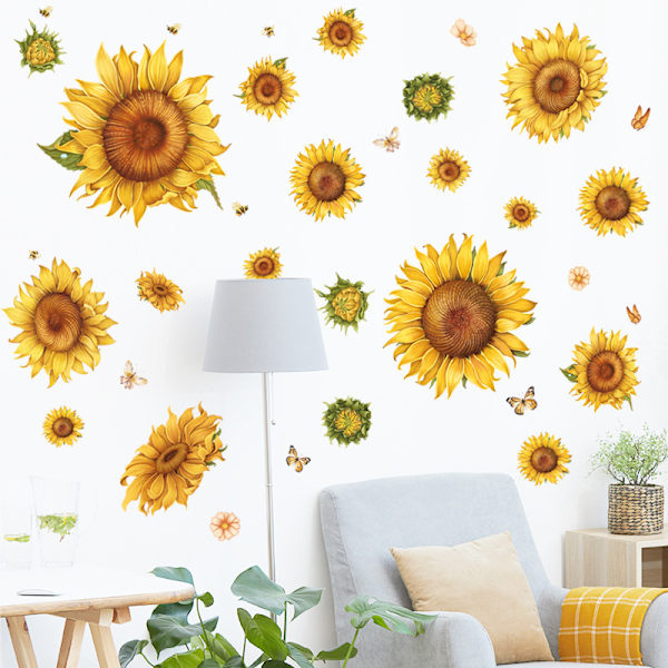 Solrosväxt Väggdekal Barnkammare Blommor Väggklistermärke Baby Roo