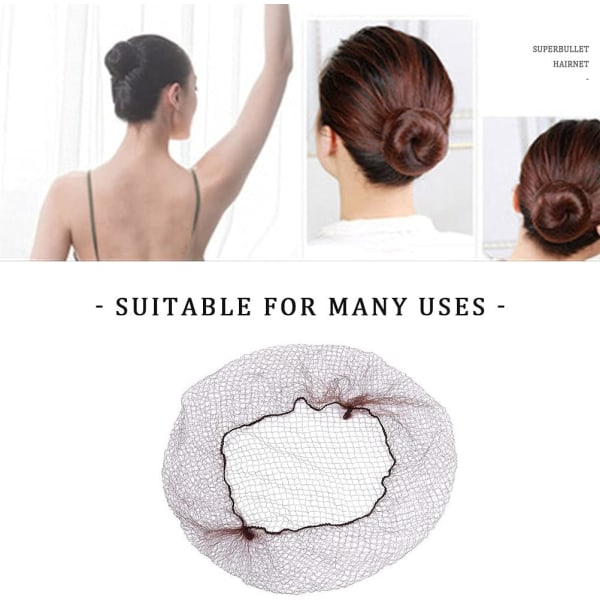 20 stk Hårnett, Svarte Usynlige Hårbulle Nett Elastisk Kant Mesh