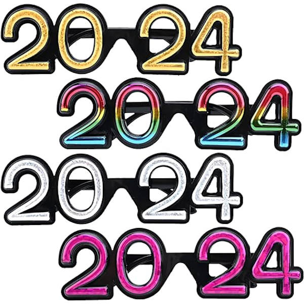 4 stycken 2024 tredimensionella Gott Nytt År-glasögon, utsökta