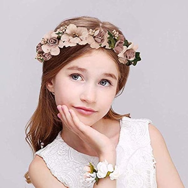 Blomsterkrans, Blomsterdiadem, Blomstergirland Diadem Boho Ros