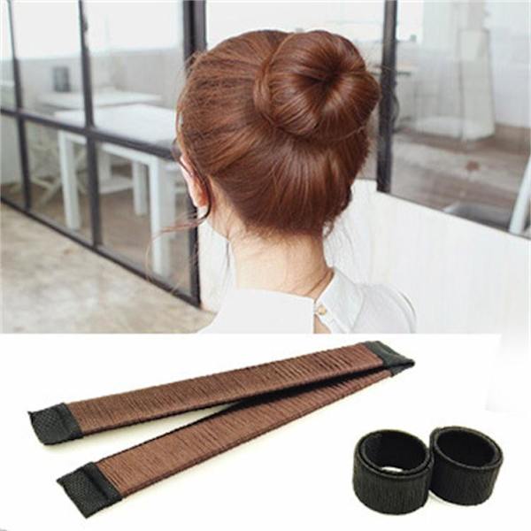 ##/in 1 Hårsnodd Twist Frisyrverktyg + Kvinnors Hårfläta Verktyg DIY Hårsnodd Donuts Verktyg (Brun + Guld)##/