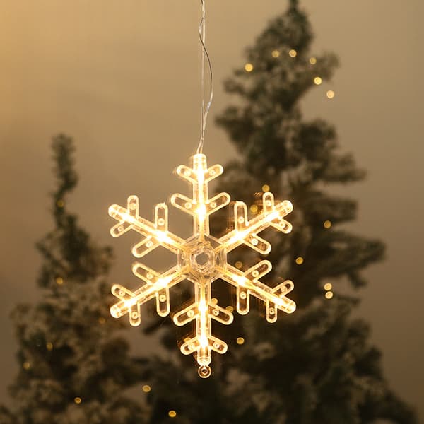 Julgardinljus, 2-pack, Snöflinga och Snögubbe LED Fönsterlampa