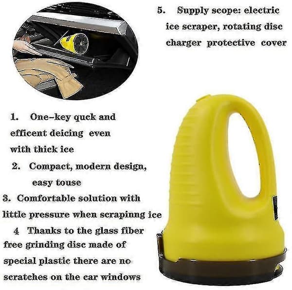 Auton tuulilasin sähköinen jäänraappa USB-lumenaura monitoiminen yellow